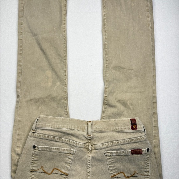 7 For All Mankind Size 28 Women's Beige Straight Leg Jeans - Picture 3 of 4